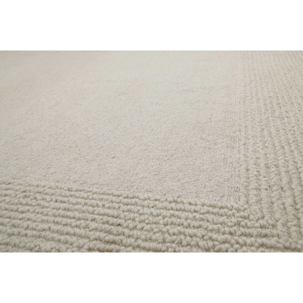 Tapis rond uni avec bordure texturée , HAMPTONS TWENTYONE blanc crème, WECON HOME