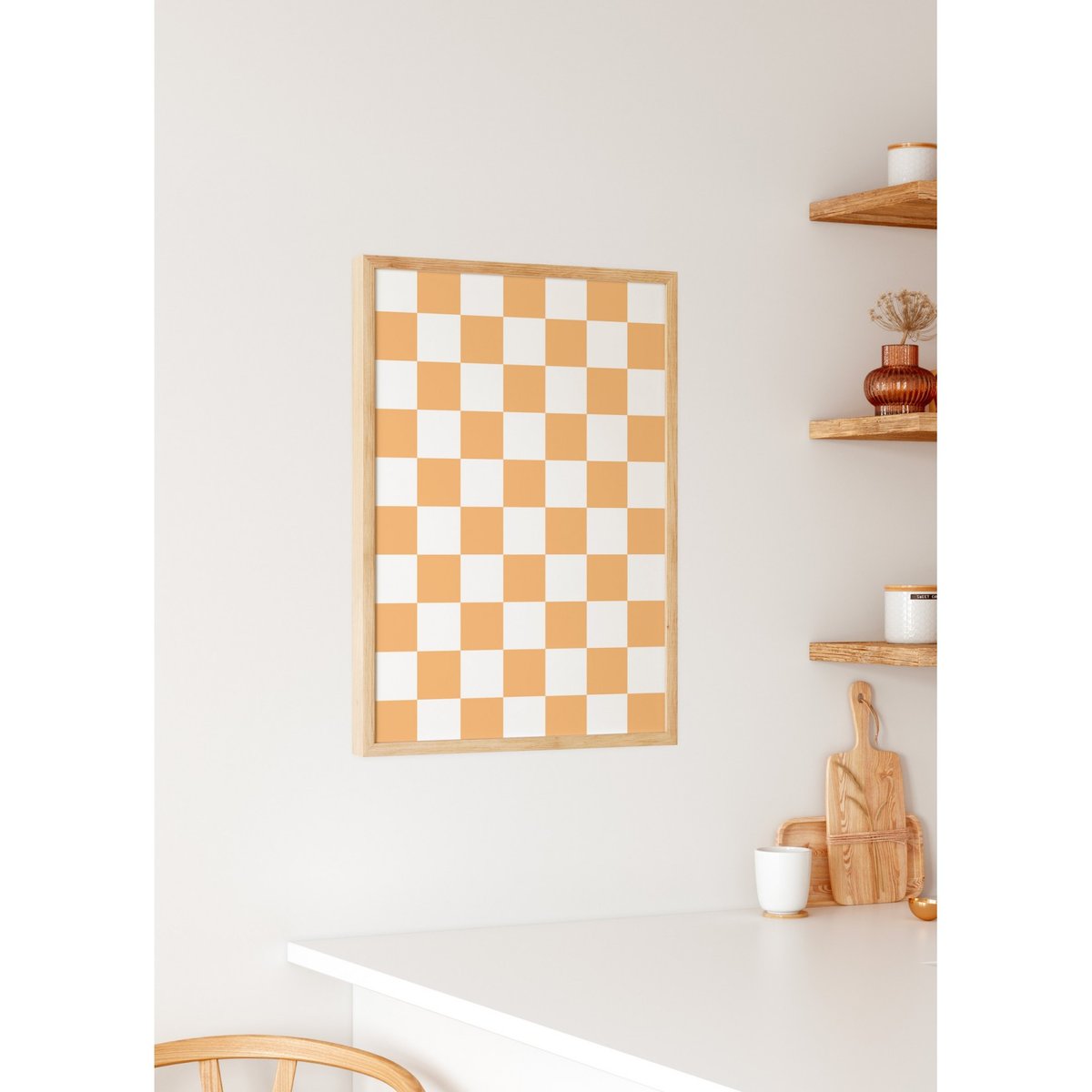 Affiche Damier Orange blanc, L'AFFICHERIE