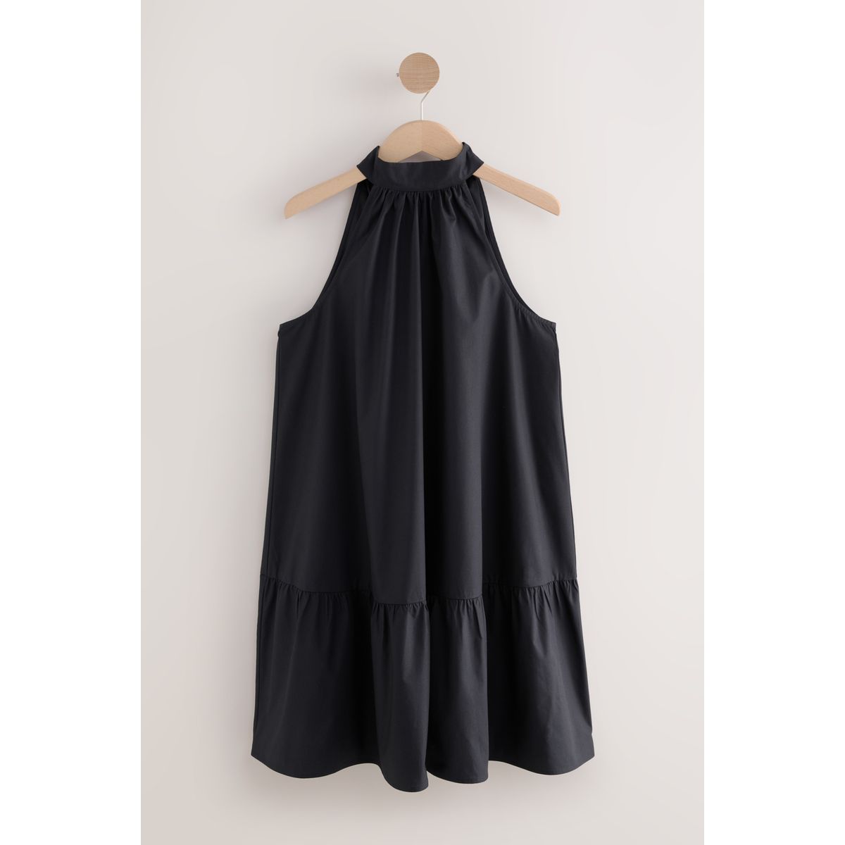 Robe courte sans manches à volant 100 % coton noir, NEXT