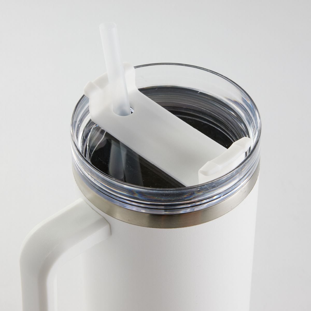 Tumbler mug isotherme avec paille en inox KITCHEN blanc, UTILITY
