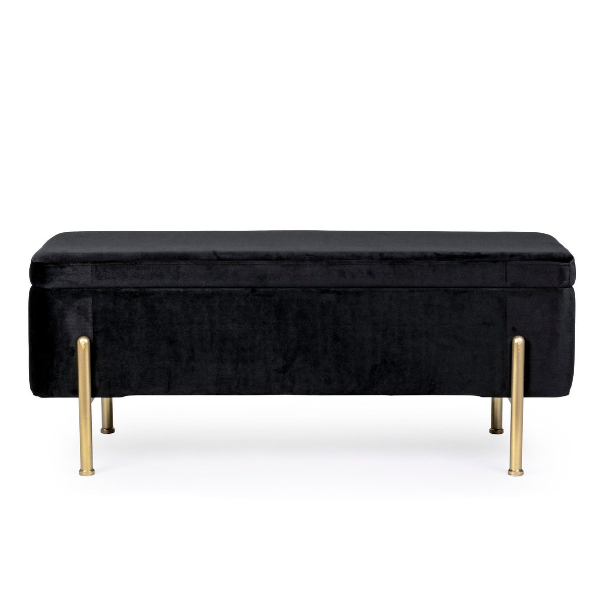 Banc coffre 2 places en velours et piétement or - NINA noir, HELLIN, DEPUIS 1862