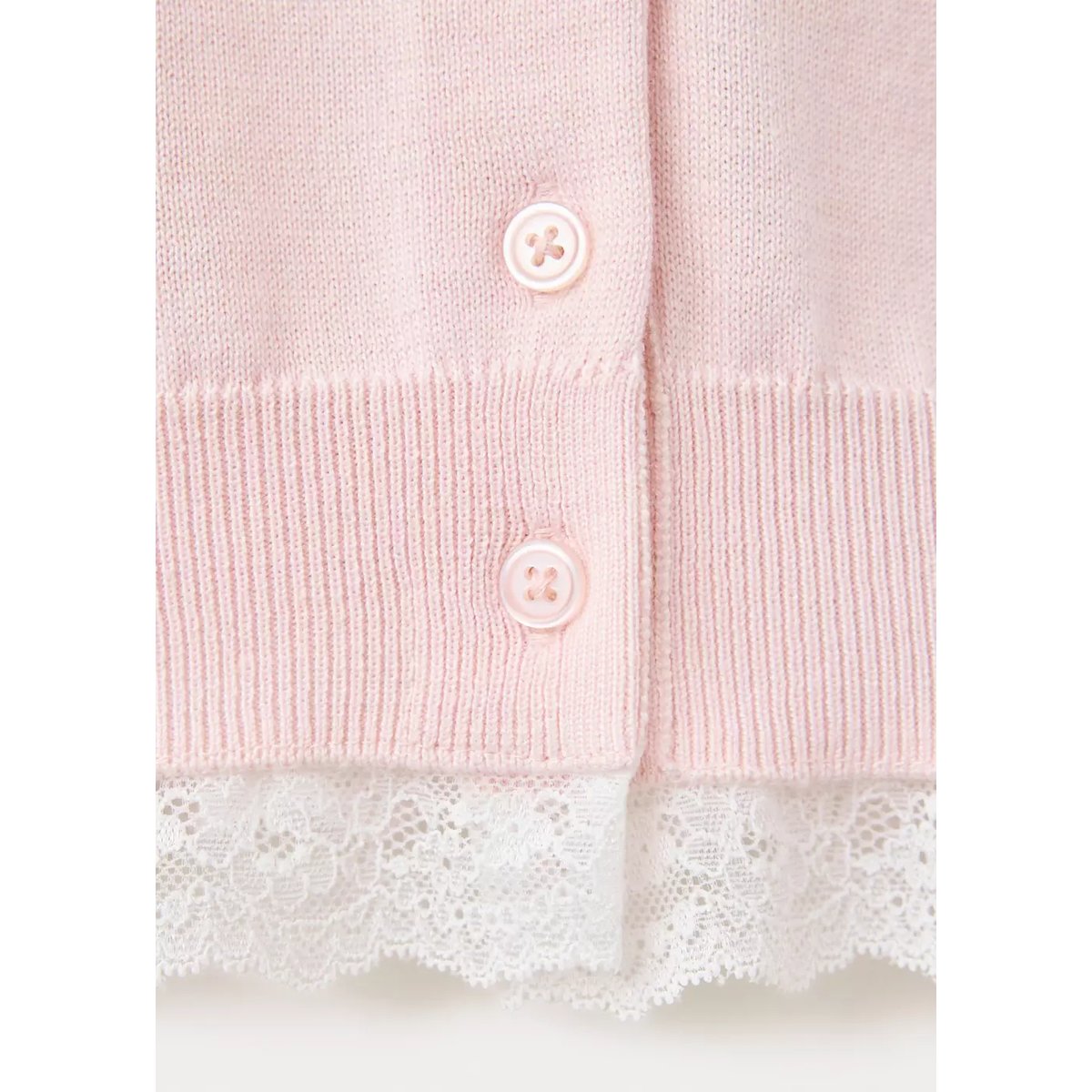 Cardigan en maille avec détail de dentelle rose pastel, MANGO