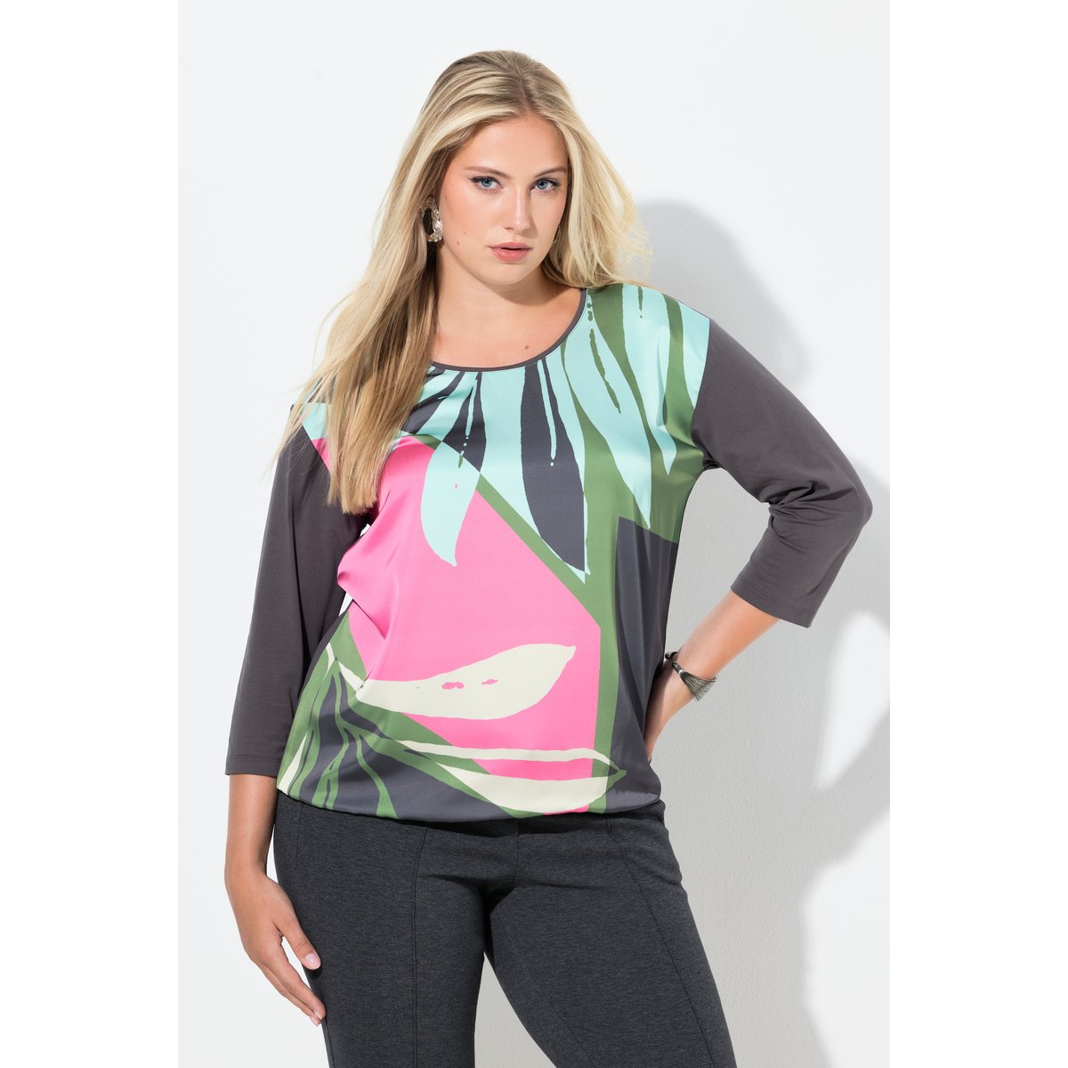 T-shirt oversize en satin anthracite, ULLA POPKEN