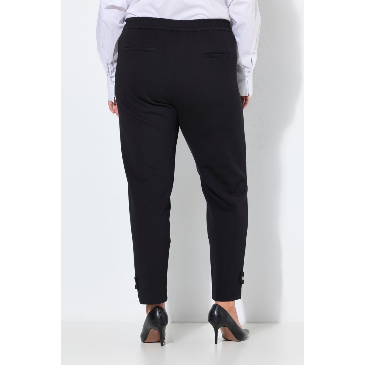 Pantalon point de Rome, couture fantaisie noir, ULLA POPKEN