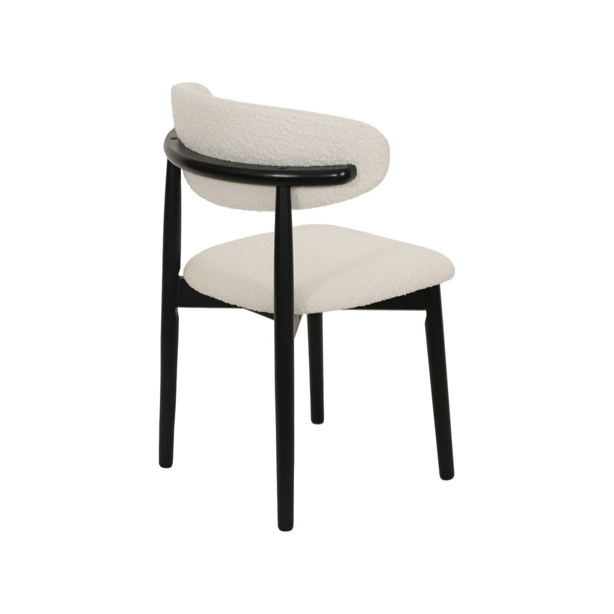 Chaise bois d'hévéa et tissu bouclette (lot de 2) PAOLA noir, SWEEEK