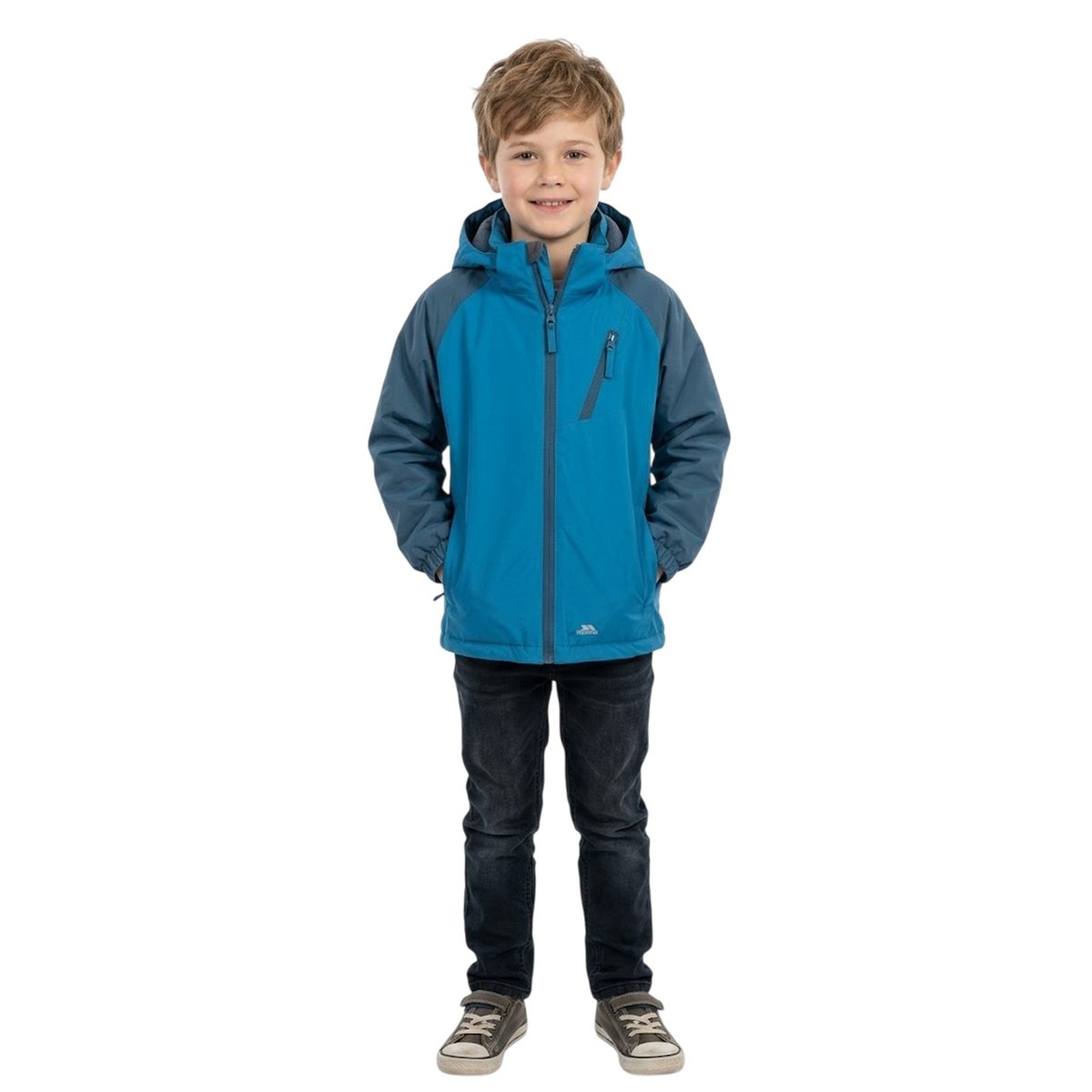 Veste imperméable à capuche amovible motif/style détail réfléchissant TUNEFUL bleu sarcelle, TRESPASS