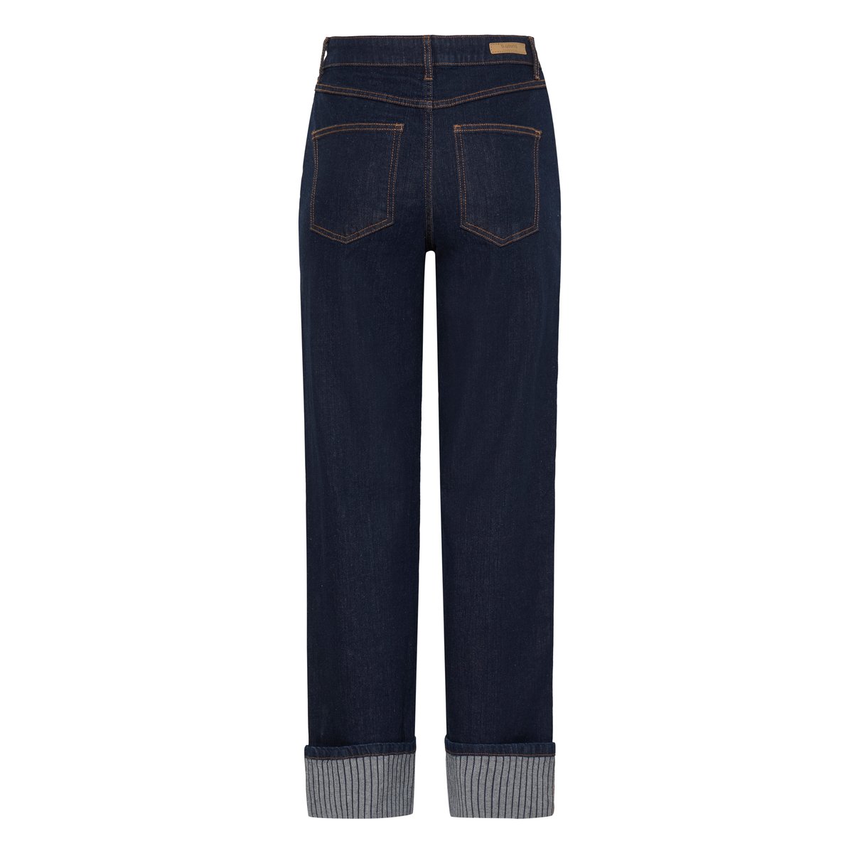 Jean coupe droite à taille haute, revers en bas des jambes bleu rinse blue denim, B.YOUNG