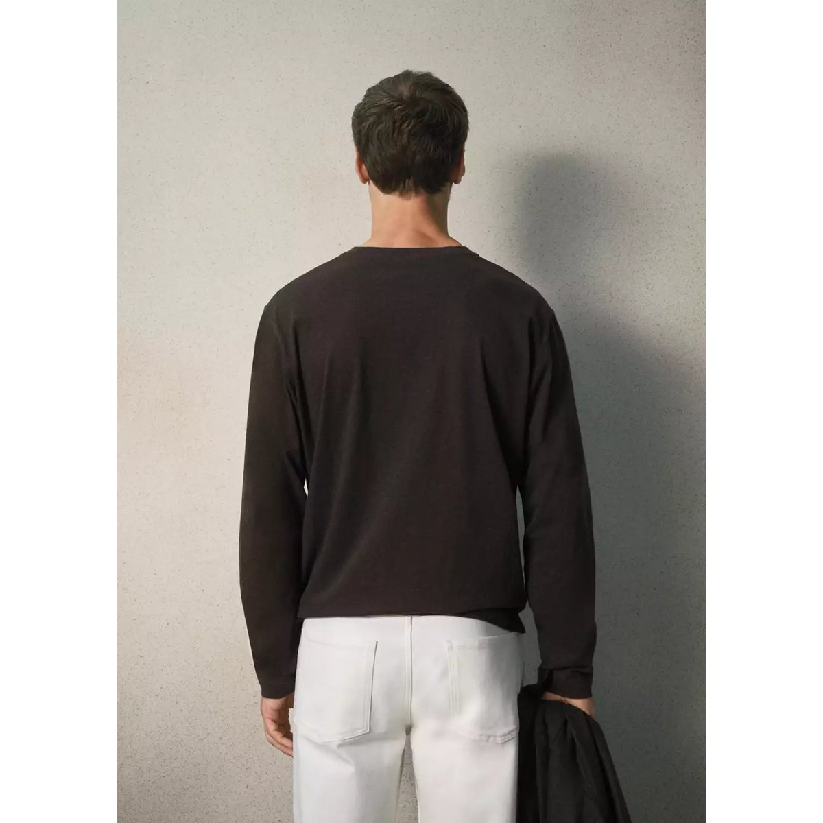 T-shirt coton mélangé cachemire regular fit marron, MANGO MAN