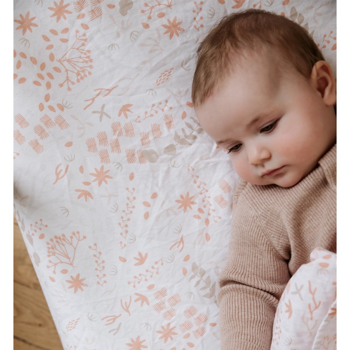 Drap housse Coton Bio pour Lit bébé YUKARI DOUCEUR yukari peach, KADOLIS