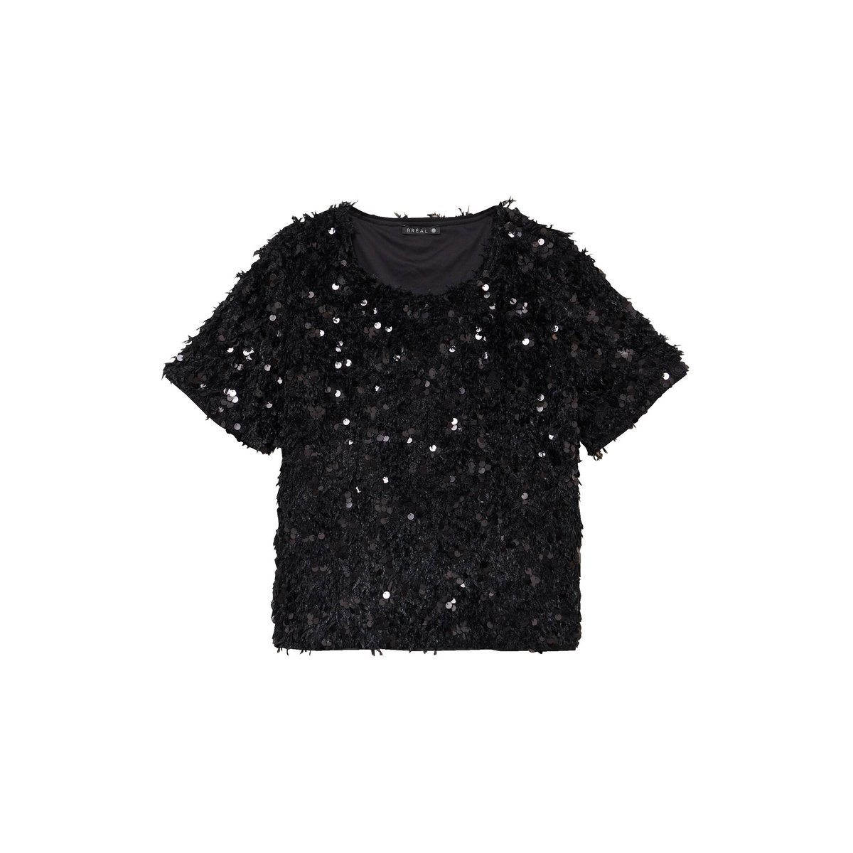 T-shirt à sequins manches courtes noir, BREAL