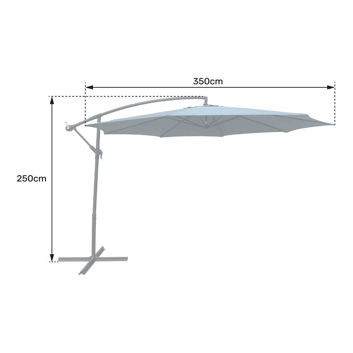 Parasol déporté, rond, Ø3,50m, OAHU gris, gris anthracite, HAPPY GARDEN