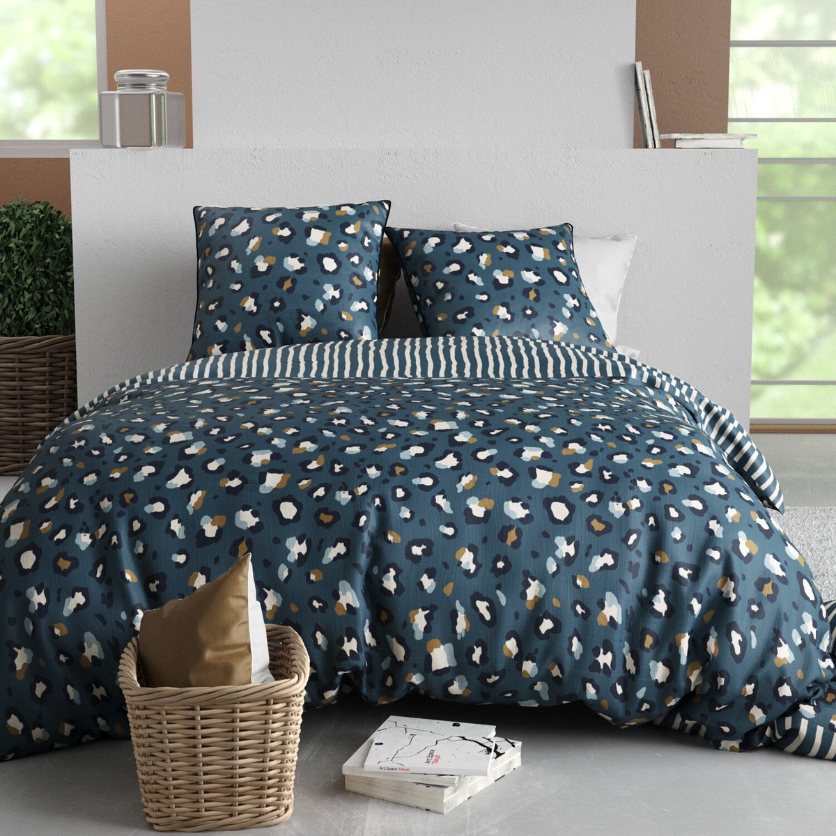 Parure housse de couette en coton imprimée, Milou blanc, C DESIGN HOME TEXTILE