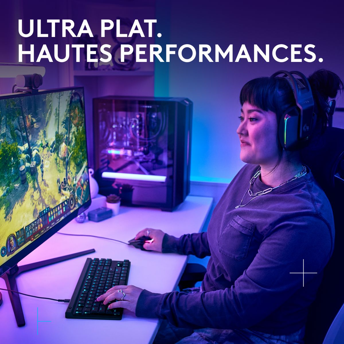 Clavier gamer G515 TKL tactile noir couleur unique, LOGITECH