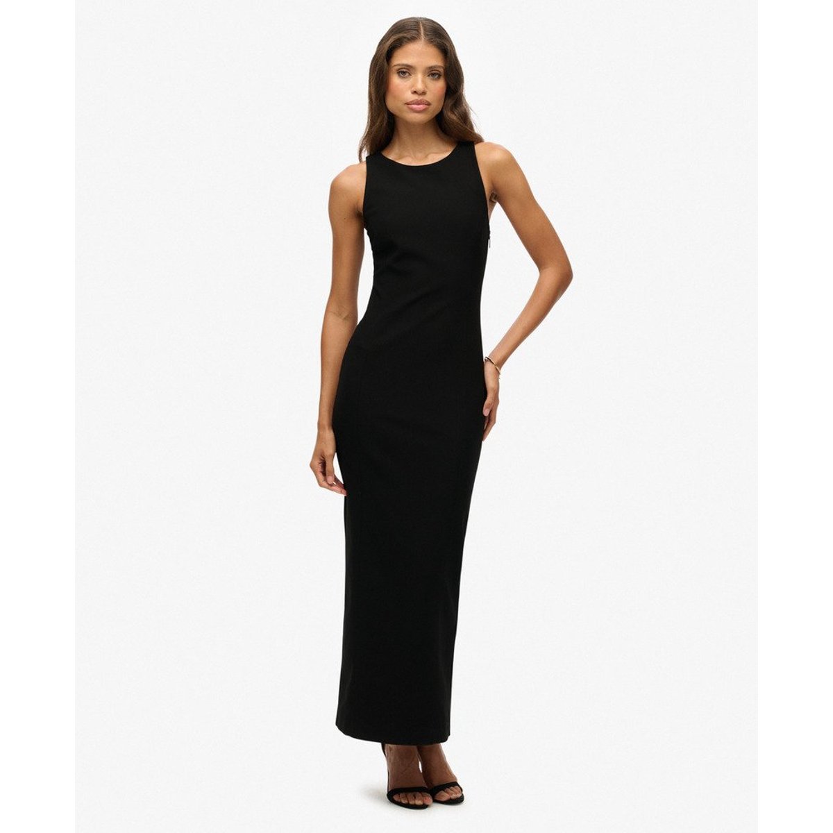 Robe Longue Dos Ouvert noir, SUPERDRY