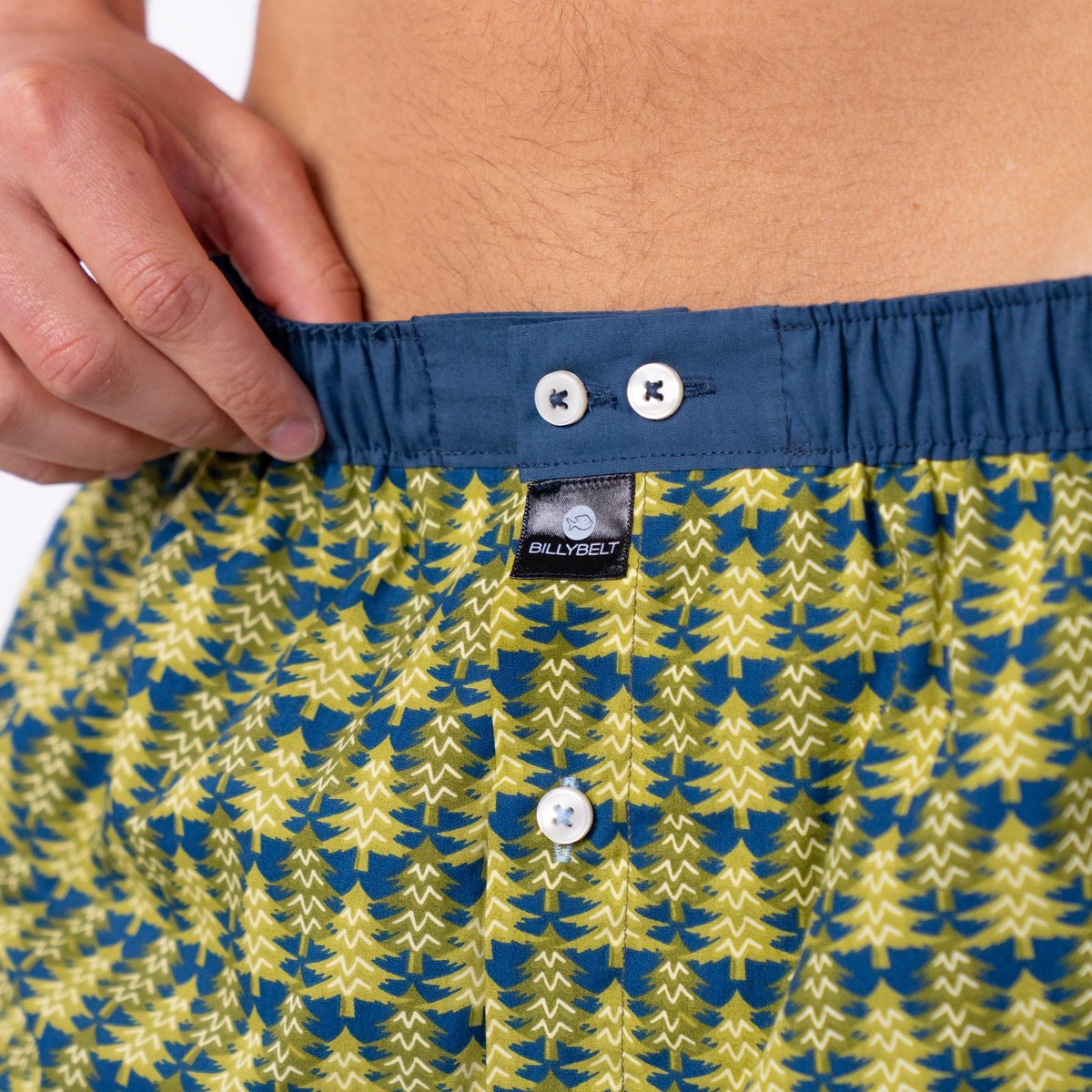 Caleçon en coton biologique FANTAISIE vert clair et bleu, BILLYBELT