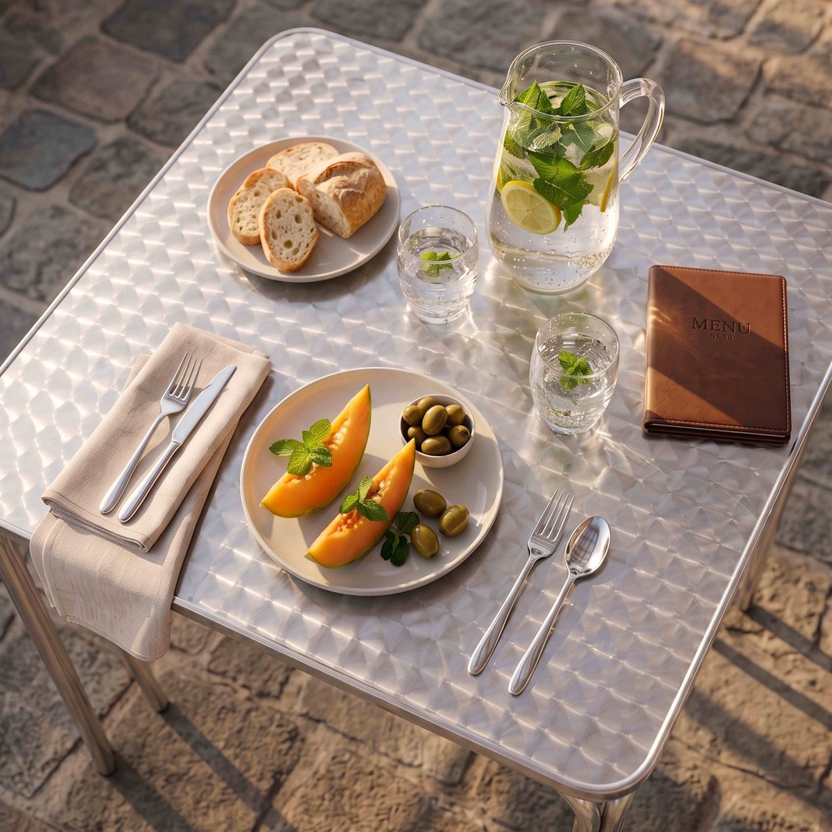 Table de jardin carrée en aluminium, NOTTING HILL gris, OVIALA