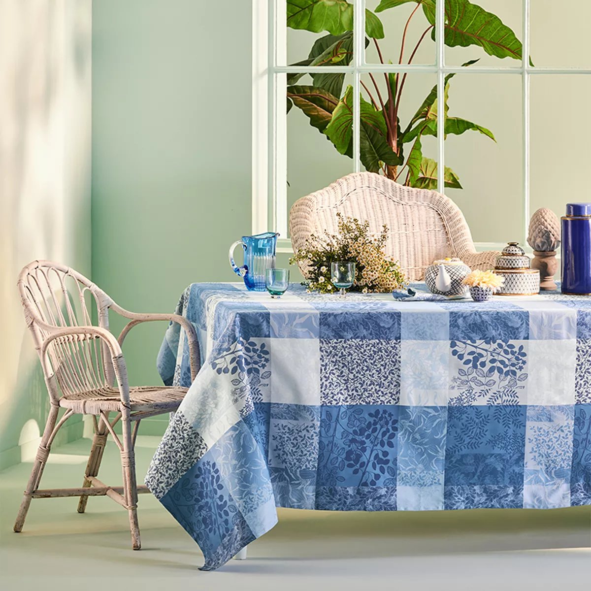 Serviette pur coton MILLE RAMEAUX bleu, GARNIER THIEBAUT