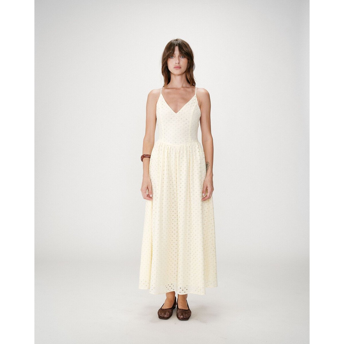 Robe longue brodée WIMALA jaune, GRACE & MILA