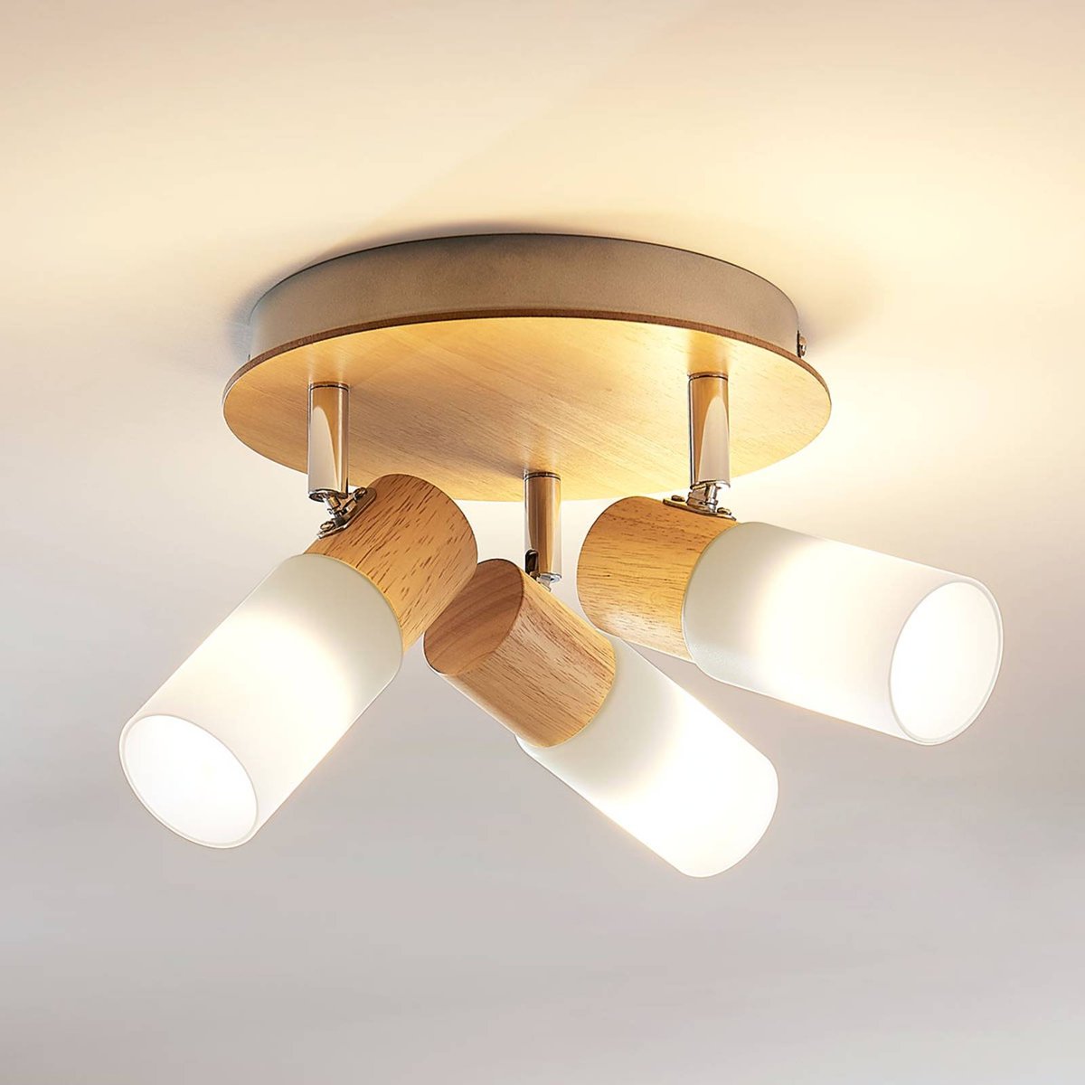 Spot en bois traditionnel, Christoph blanc, bois clair, LINDBY