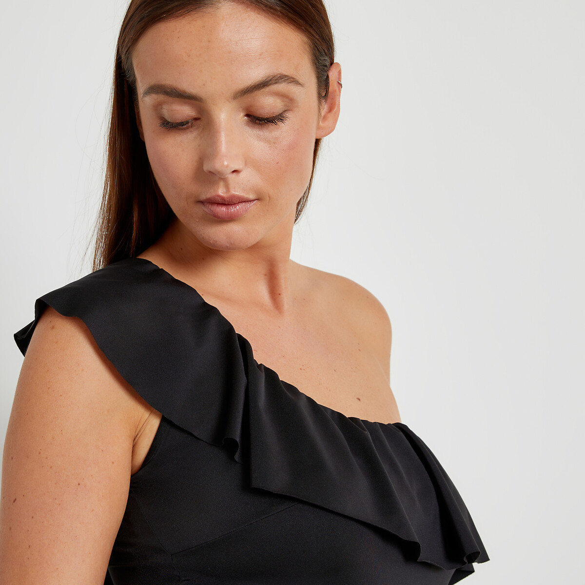 Asymmetric Swimsuit black, LA REDOUTE COLLECTIONS PLUS