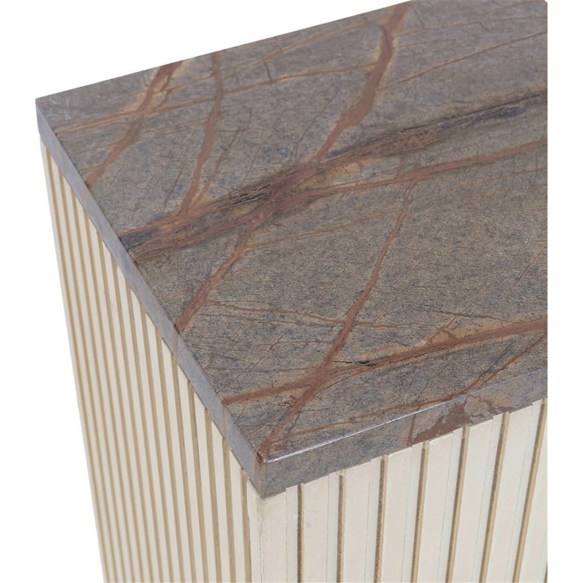 Colonne d'appoint en bois et marbre blanc/vert, RECOLLECTION