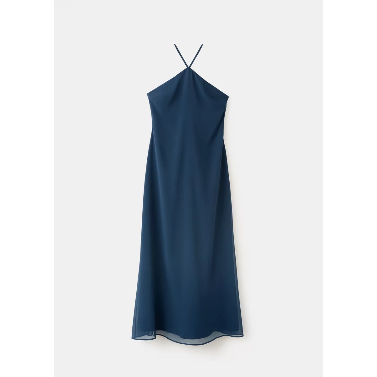 Robe halter fines bretelles bleu marine, MANGO TEEN