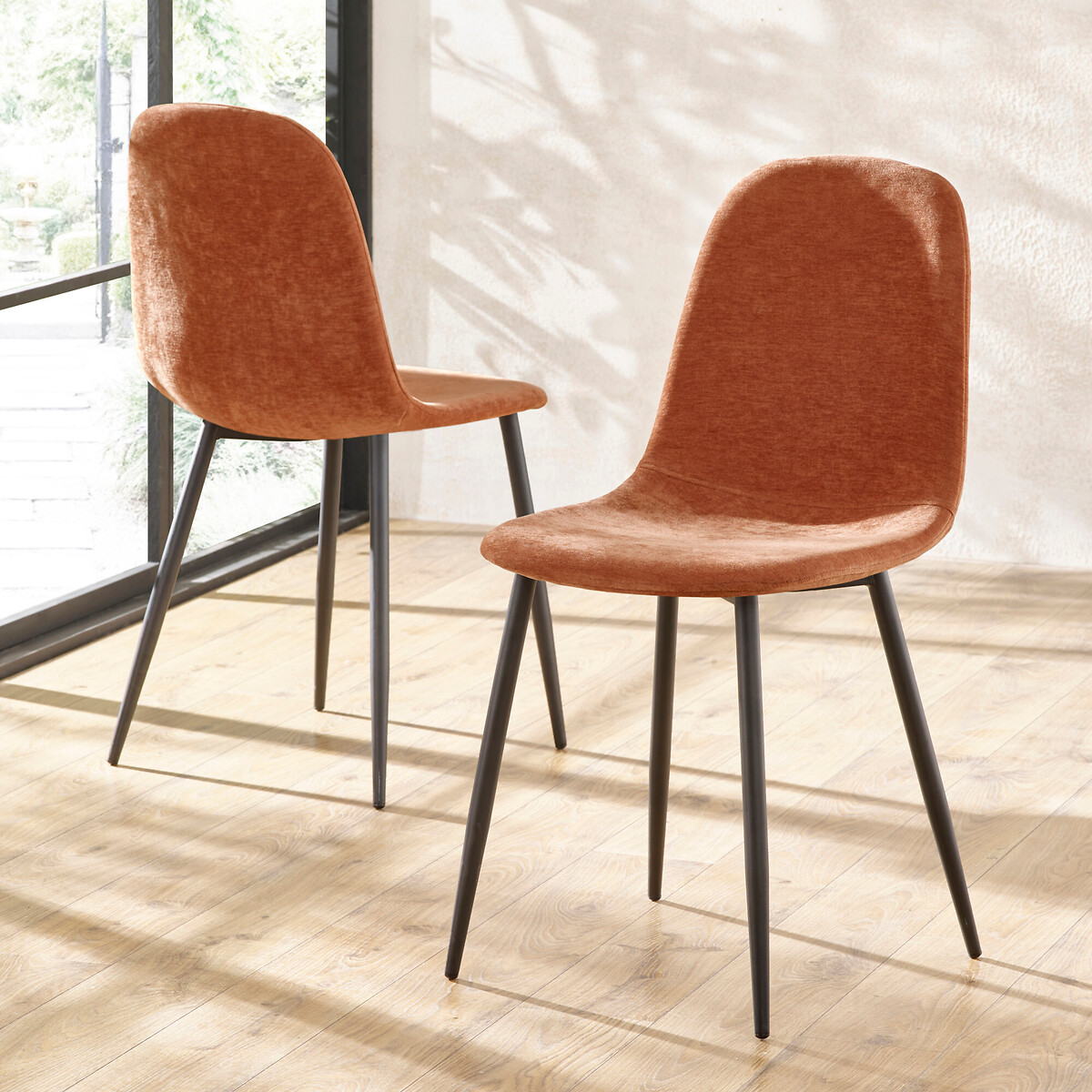 Set of 4 Lucia Chenille Upholstered Dining Chairs terracotta, SO'HOME