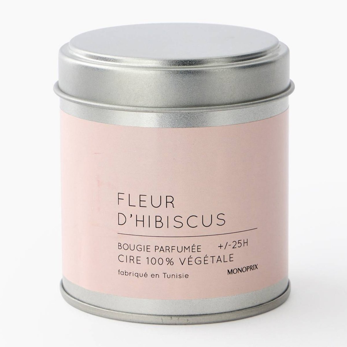 Bougie pot métal fleu d hibiscus couleur unique, MONOPRIX