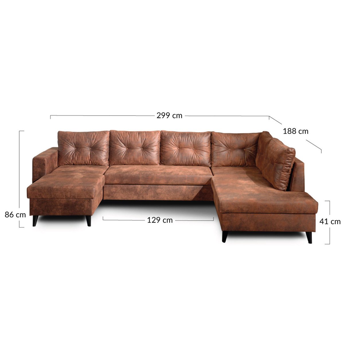 Canapé Panoramique 7 places - NORDIC marron, BEST MOBILIER