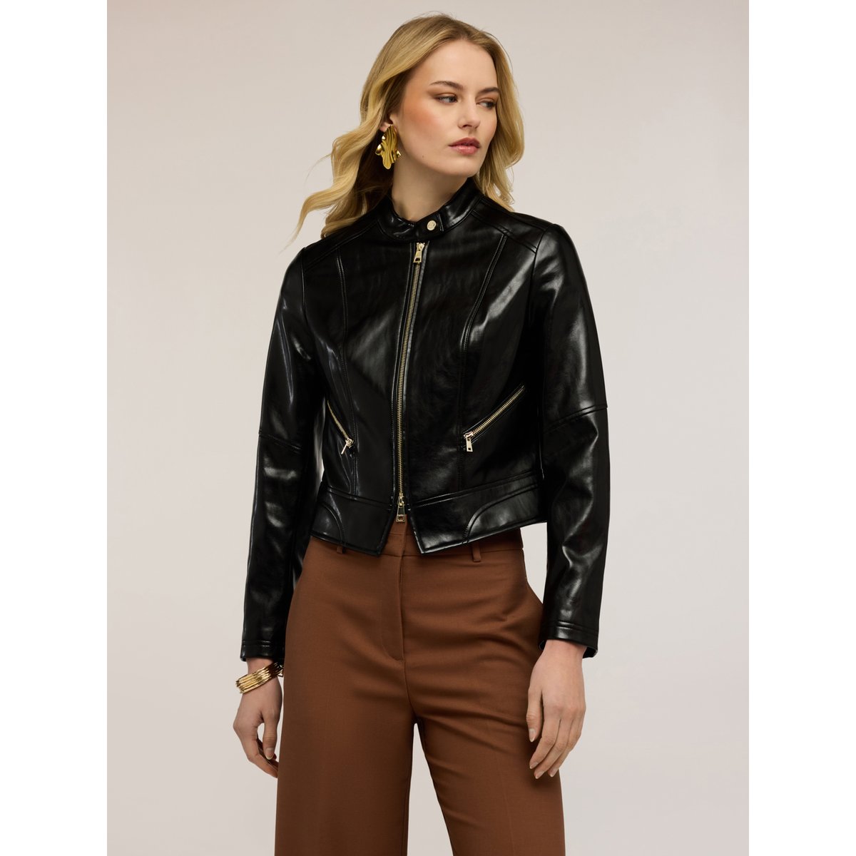 Veste avec zip et col mao noir, MOTIVI