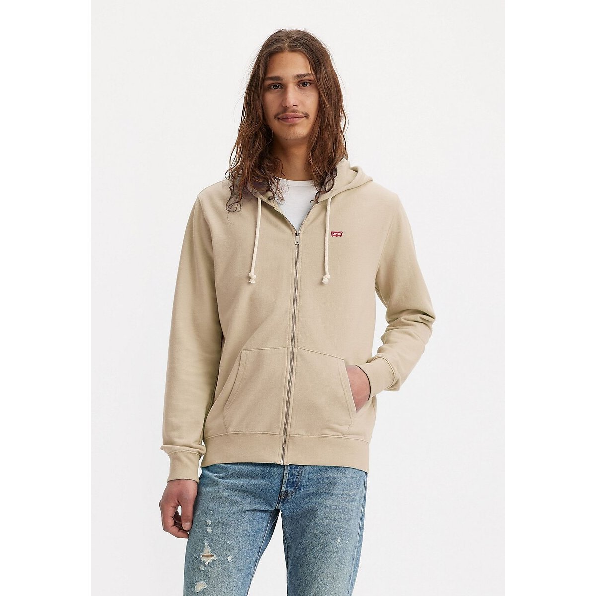 Sweat zippé à capuche New Original beige, LEVI'S