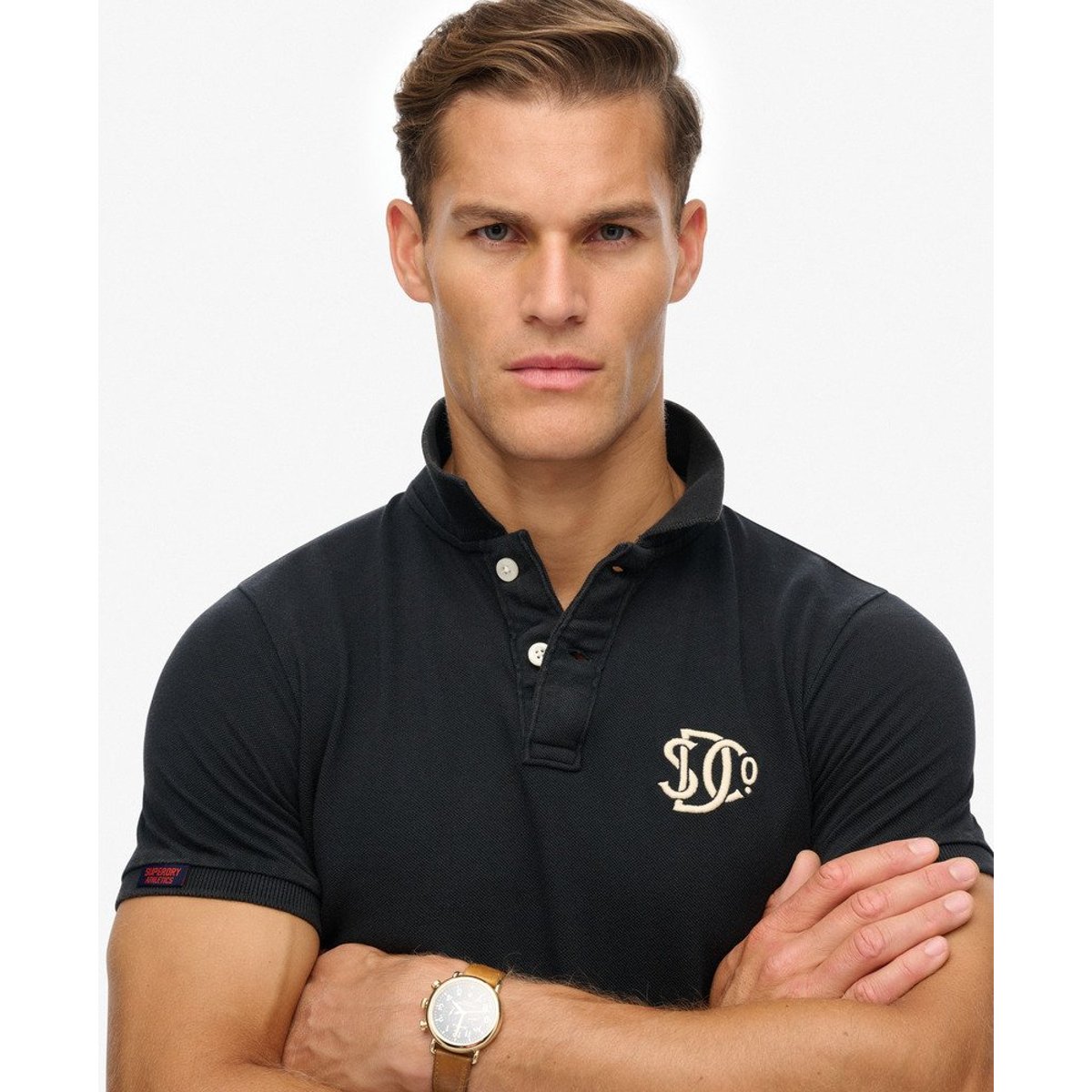 Polo Vintage Athletic Brodé bleu marine éclipse, SUPERDRY