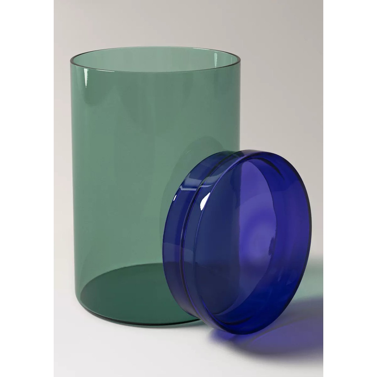 Bocal en verre bicolore bleu pétrole, MANGO HOME