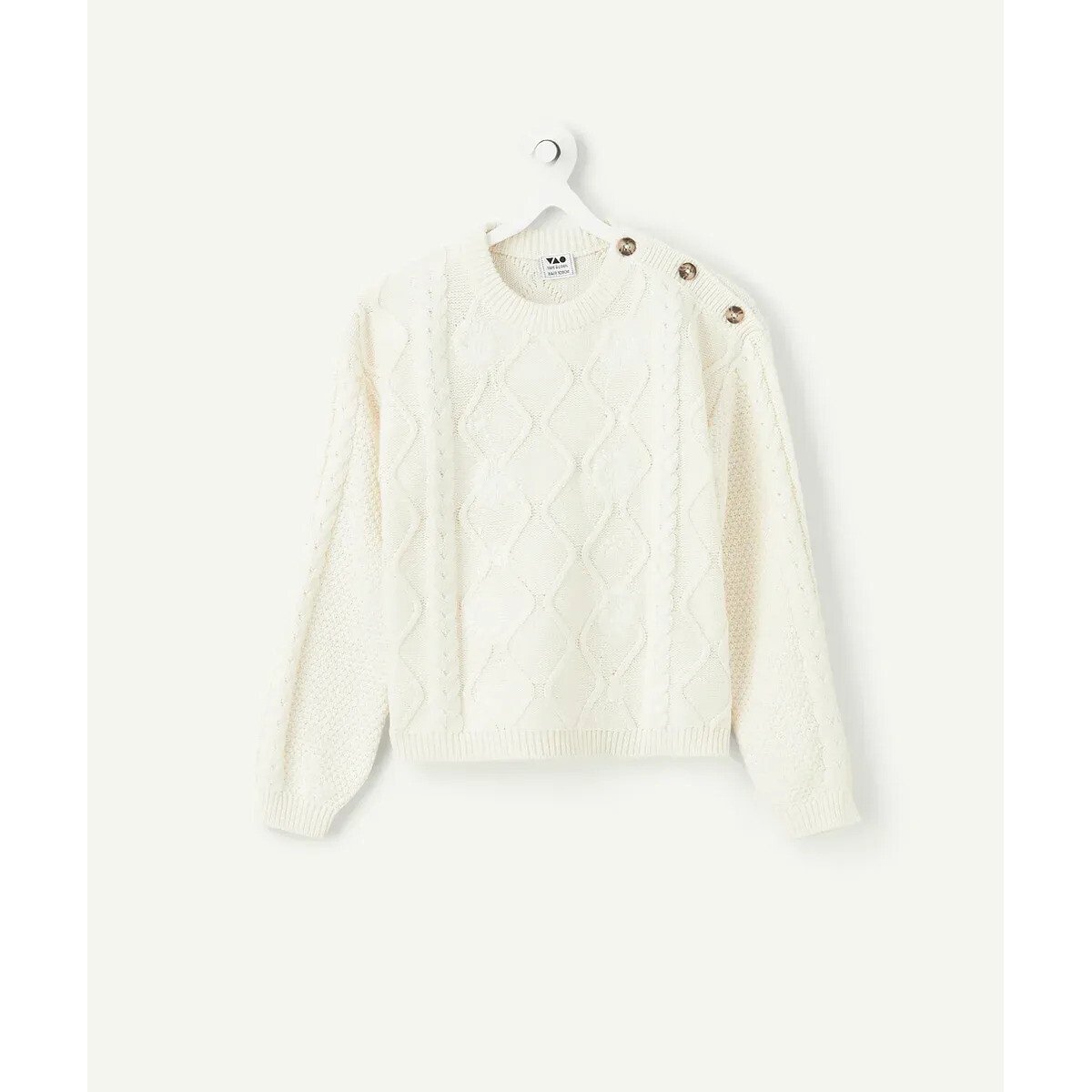 Cable Knit Jumper ecru , TAPE A L'OEIL