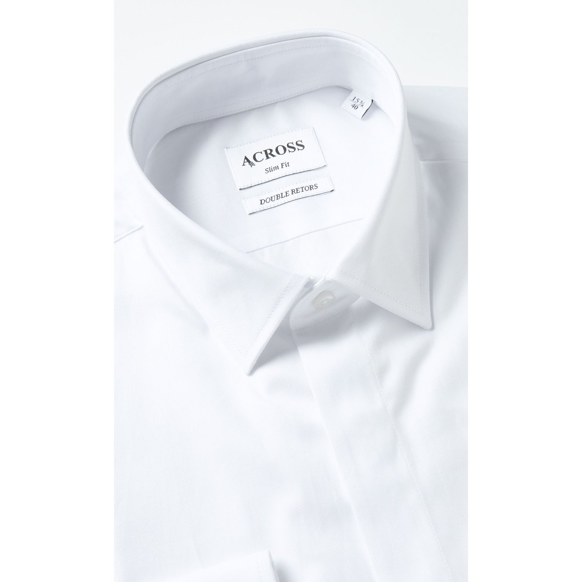 Chemise Slim fit Cérémonie double retors gorge cachée blanc, ACROSS
