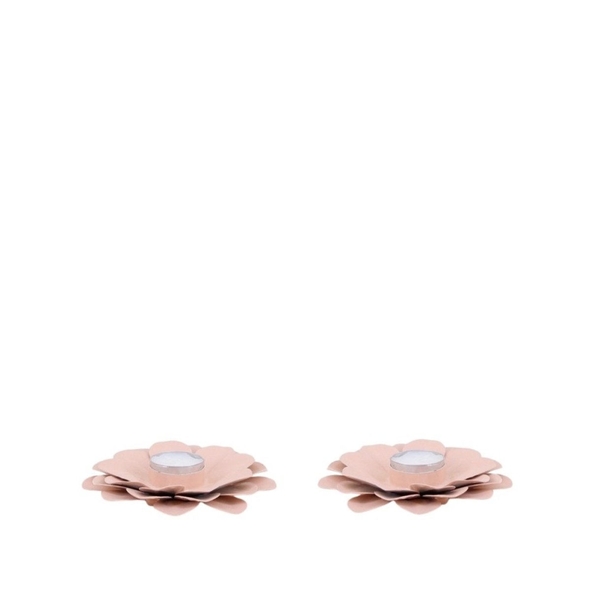 Lot de 2 bougeoirs fleurs 13cm rose, ORNAMI