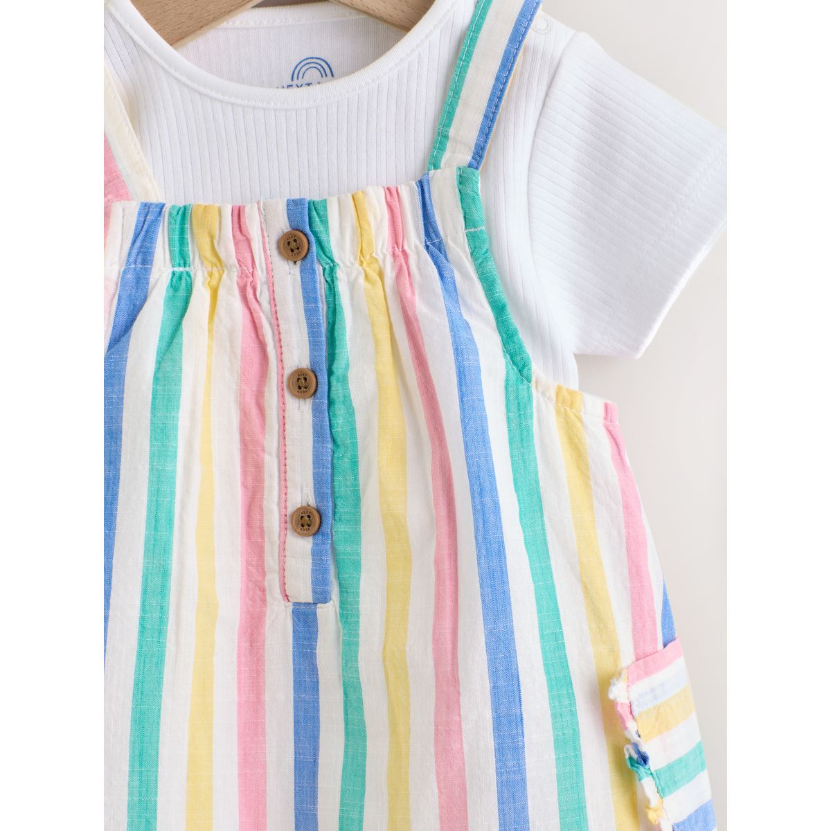 Robe chasuble et body bébé, 2 pièces rayures multicolores, NEXT