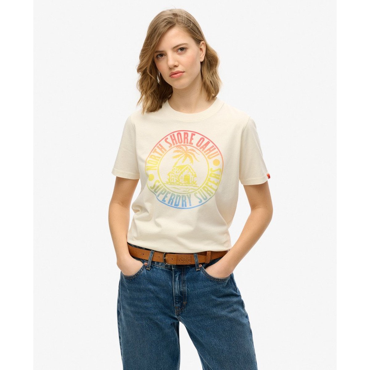 T-shirt décontracté Lo-Fi Outdoor crème, SUPERDRY
