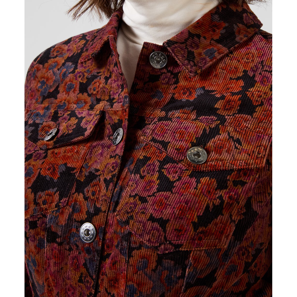 Veste en Velours Côtelé Fleurie Jours d'Automne marron, JOE BROWNS