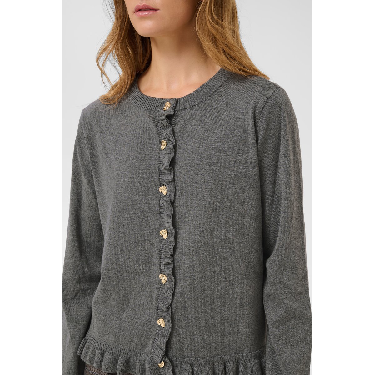 Pullover tricoté gris mid grey melange, CULTURE