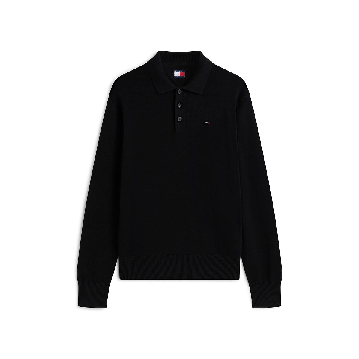 Pull slim, col polo noir, TOMMY JEANS