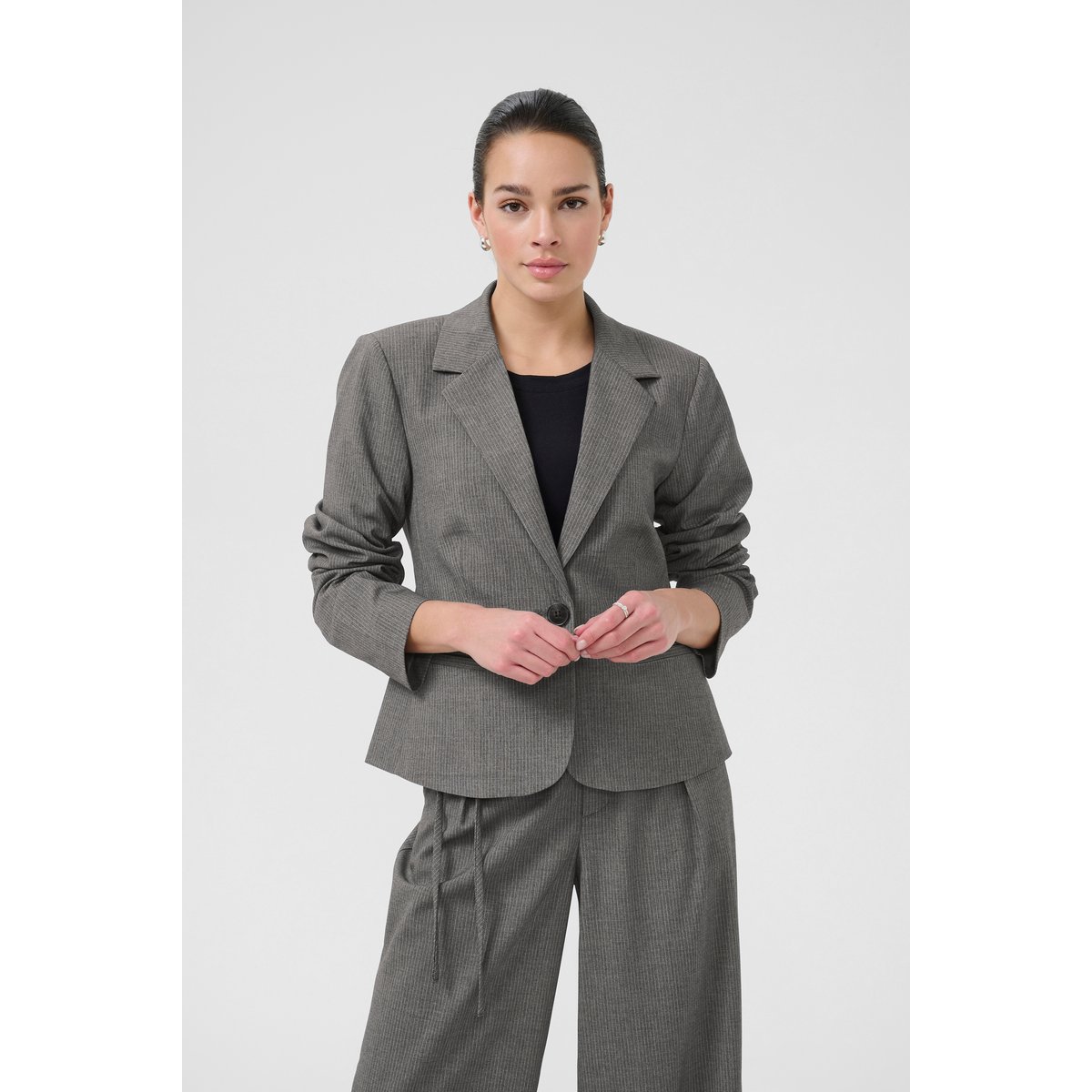 Blazer gris blanc grey melange/chalk stripe, KAFFE
