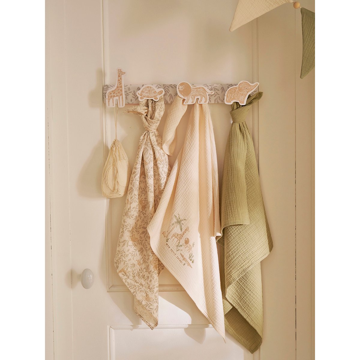 Lot de 3 langes en gaze de coton BABYLON beige imprimé, VERTBAUDET