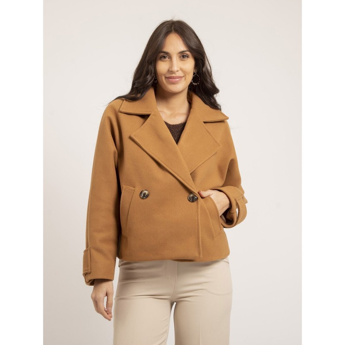 Manteau Court Upale camel, DONA LISA