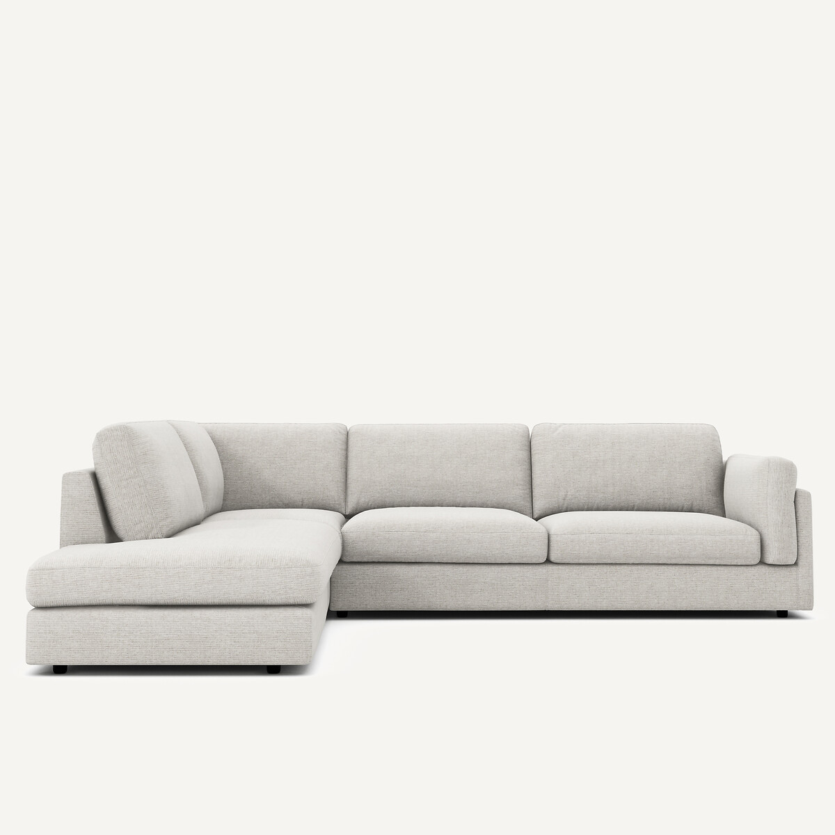 Sofá-cama de canto e chaise-longue, em algodão reciclado, CÉSAR cinzento claro, AM.PM