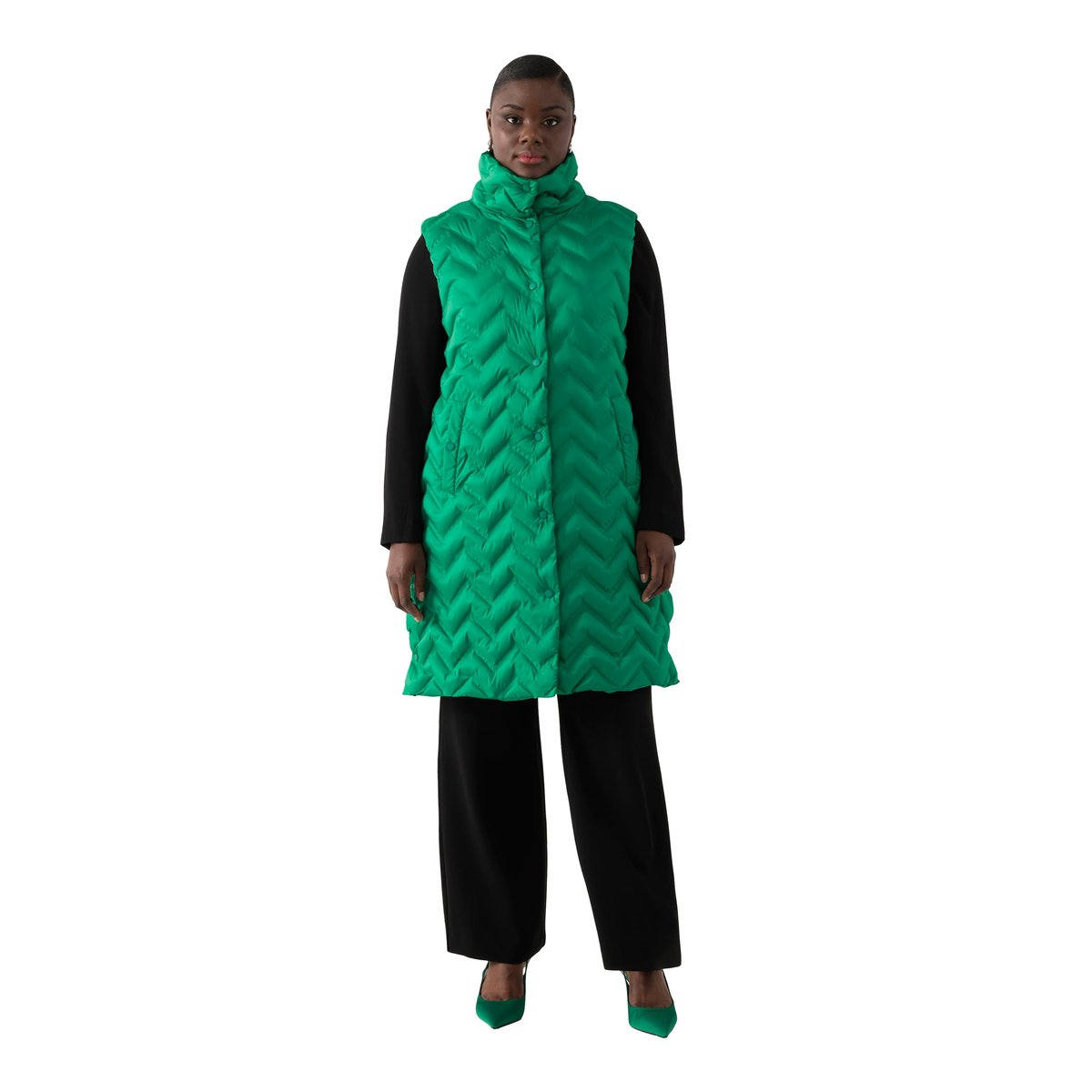 Longue veste matelassée sans manches vert turquoise, ULLA POPKEN
