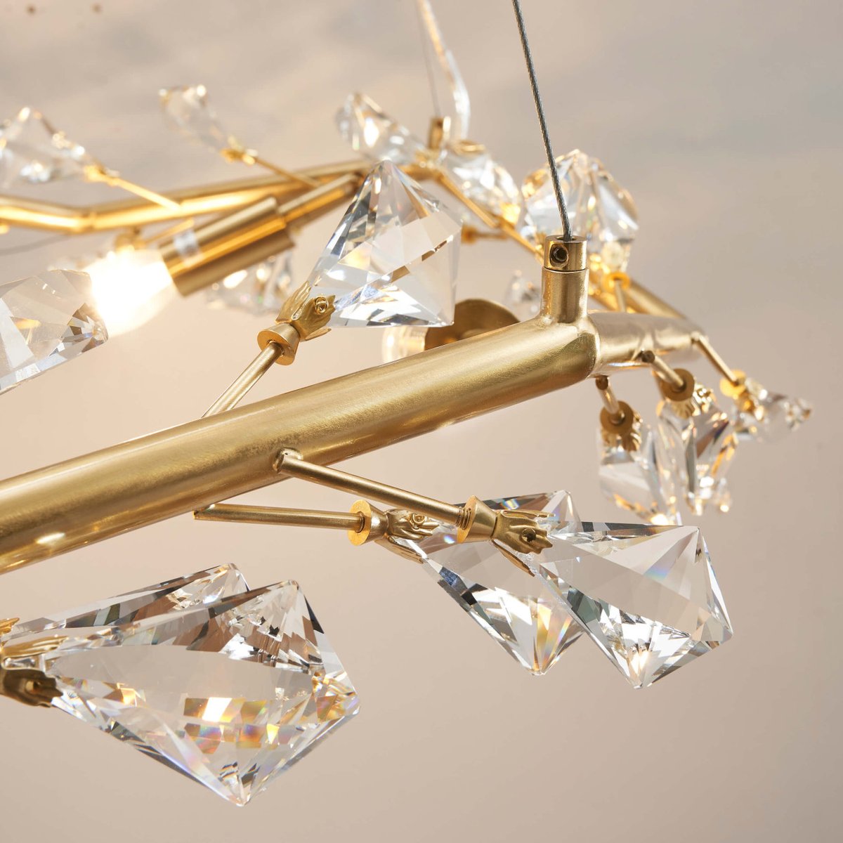 Suspension avec feuillage cristal - SOLARANA laiton, KOSILUM