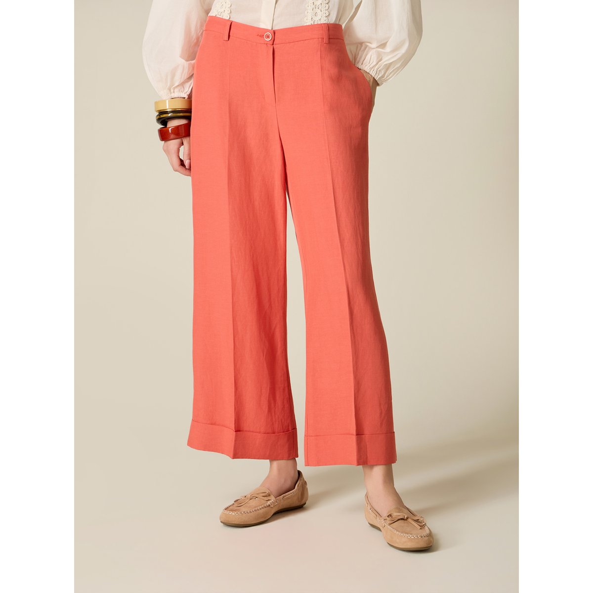 Pantalon cropped orange soleil, OLTRE