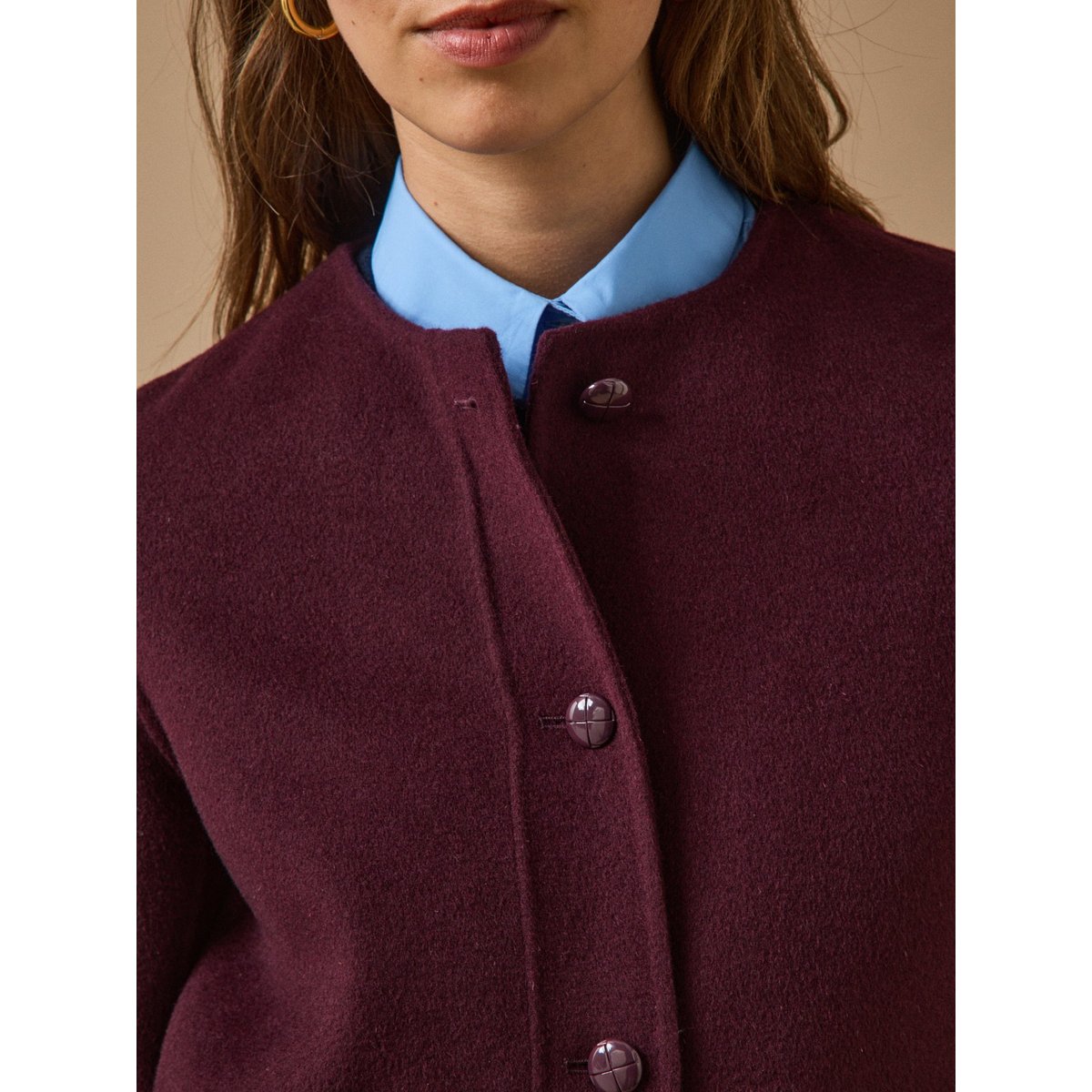 Veste lainage double face bordeaux fonce, CYRILLUS