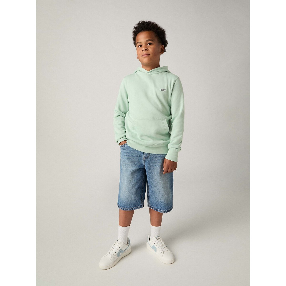 Felpa con cappuccio e badge, BATWING verde, LEVI'S KIDS
